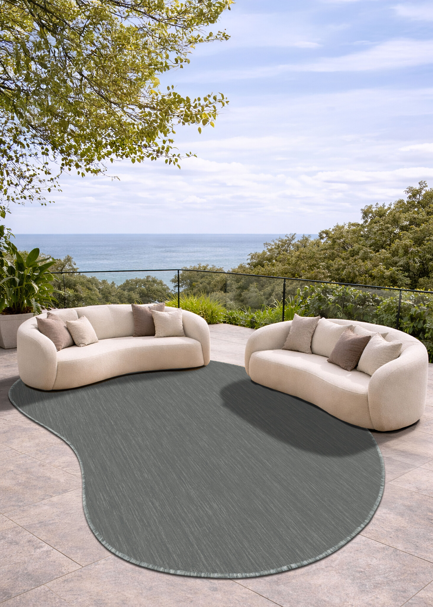 Brussels Uni Buitenkleed – Organisch -  Effen Indoor & Outdoor Vloerkleed – Tuinkleed, Balkonkleed – Zilver Grijs