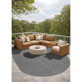 Brussels Uni Buitenkleed – Ovaal - Effen Indoor & Outdoor Vloerkleed – Tuinkleed, Balkonkleed – Zilver Grijs