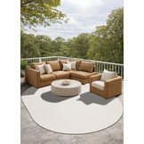 Brussels Uni Buitenkleed – Ovaal - Effen Indoor & Outdoor Vloerkleed – Tuinkleed, Balkonkleed – Creme Wit