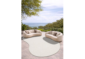 Brussels Uni Buitenkleed – Organisch -  Effen Indoor & Outdoor Vloerkleed – Tuinkleed, Balkonkleed – Creme Wit