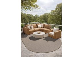 Brussels Uni Buitenkleed – Ovaal - Effen Indoor & Outdoor Vloerkleed – Tuinkleed, Balkonkleed – Linnen Beige