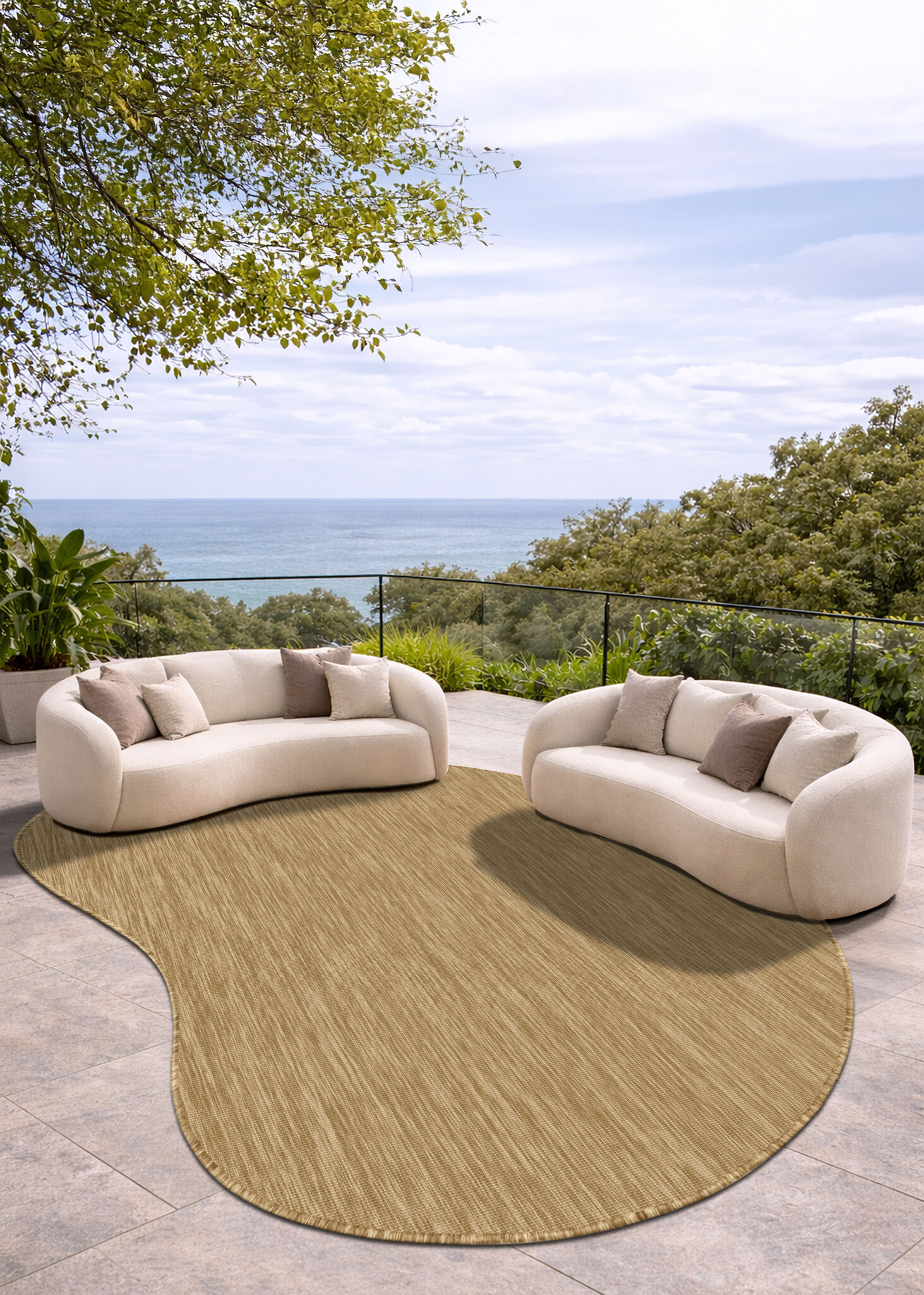 Brussels Uni Buitenkleed – Organisch -  Effen Indoor & Outdoor Vloerkleed – Tuinkleed, Balkonkleed – Jute Beige