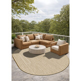 Brussels Vintage Buitenkleed – Ovaal - Effen Indoor & Outdoor Vloerkleed – Tuinkleed, Balkonkleed – Jute Beige Wit