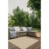 Brussels Vintage Buitenkleed – Vierkant - Indoor & Outdoor Vloerkleed – Tuinkleed, Balkonkleed – Jute Beige Wit