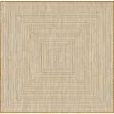 Brussels Vintage Buitenkleed – Vierkant - Indoor & Outdoor Vloerkleed – Tuinkleed, Balkonkleed – Jute Beige Wit