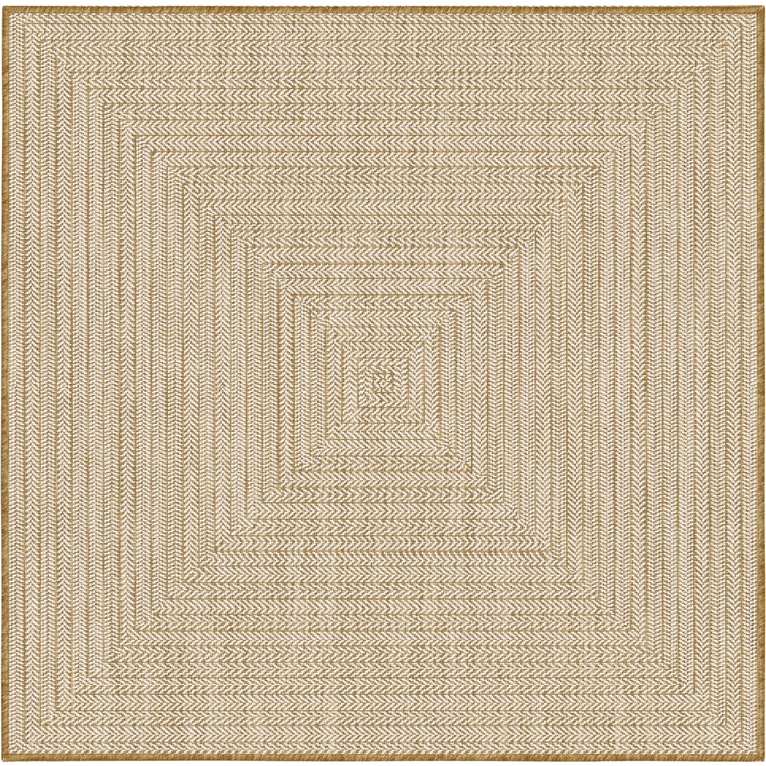 Brussels Vintage Buitenkleed – Vierkant - Indoor & Outdoor Vloerkleed – Tuinkleed, Balkonkleed – Jute Beige Wit