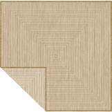 Brussels Vintage Buitenkleed – Vierkant - Indoor & Outdoor Vloerkleed – Tuinkleed, Balkonkleed – Jute Beige Wit