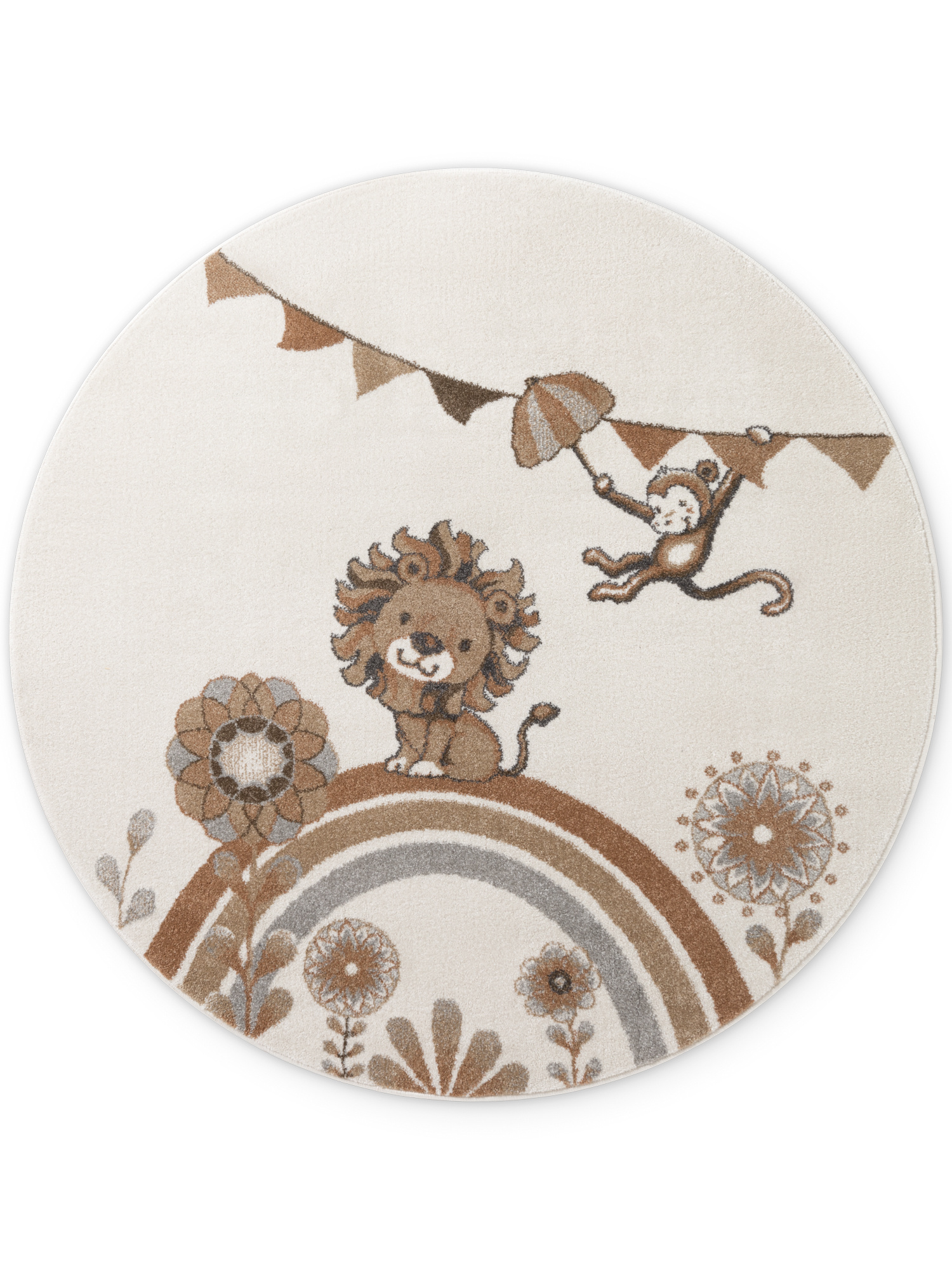 Villeroy & Boch Boho Kids Rond Vloerkleed Leeuw Rond Creme Multicolor