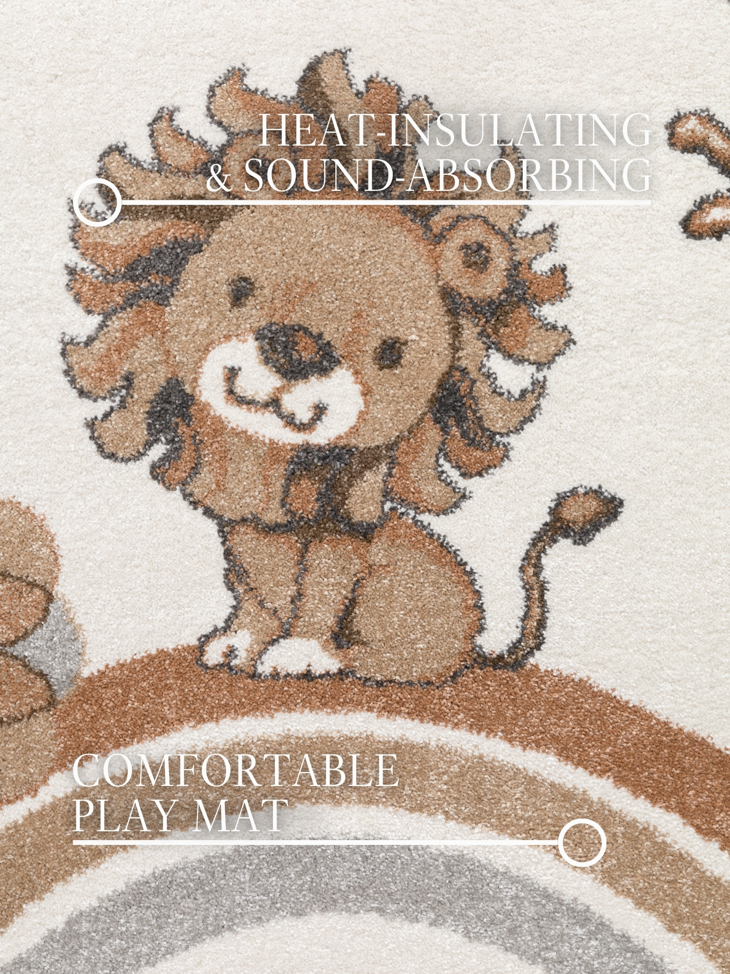 Villeroy & Boch Boho Kids Rond Vloerkleed Leeuw Rond Creme Multicolor