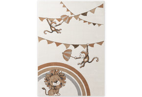Villeroy & Boch Boho Kinder Vloerkleed Leeuw Rainbow Party Creme Multicolor
