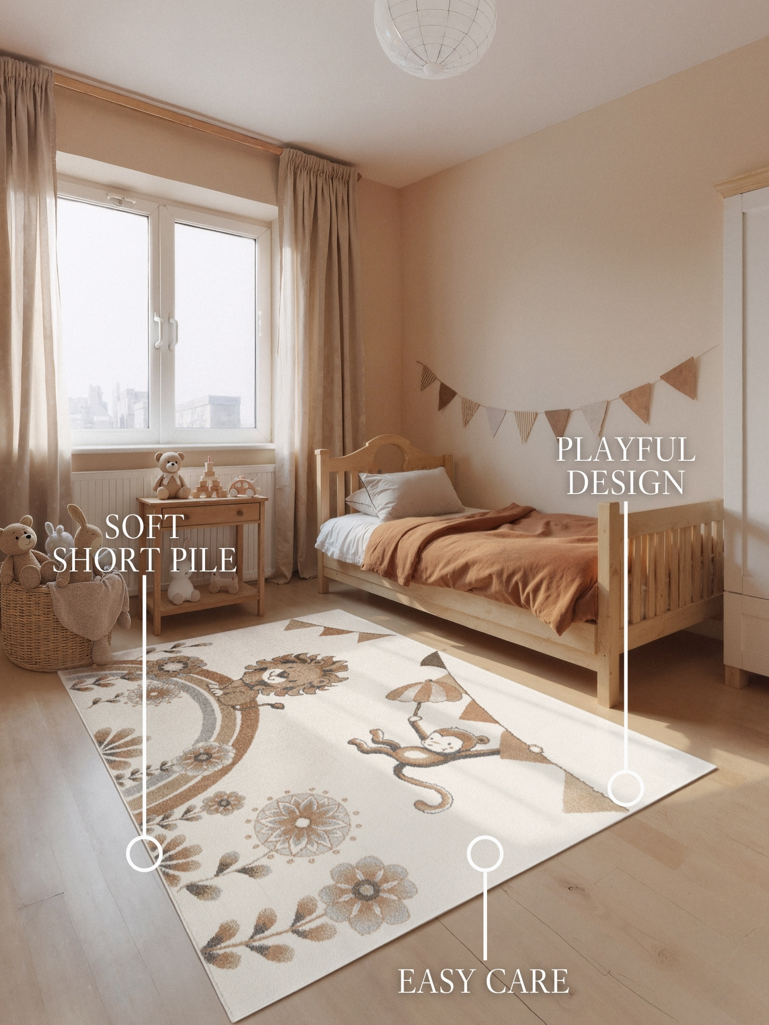 Villeroy & Boch Boho Kinder Vloerkleed Leeuw Summer Party Creme Multicolor