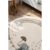 Villeroy & Boch Boho Kids Kinder Vloerkleed Olifant Rond Rainbow Creme Multicolor