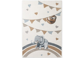 Villeroy & Boch Boho Kids Kinder Vloerkleed Olifant Rainbow Party Creme Multicolor