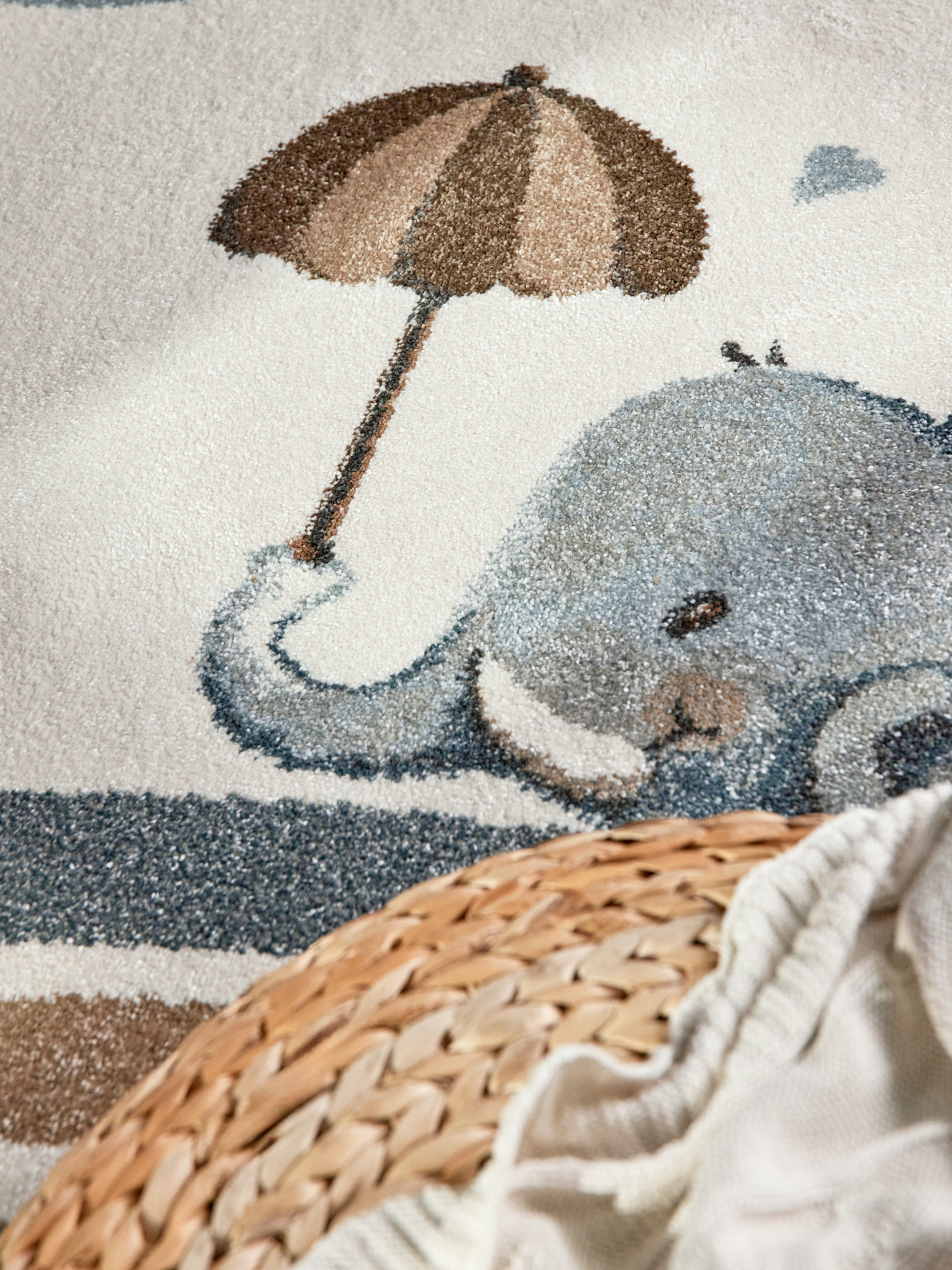 Villeroy & Boch Boho Kids Kinder Vloerkleed Olifant Rainy Party Creme Multicolor