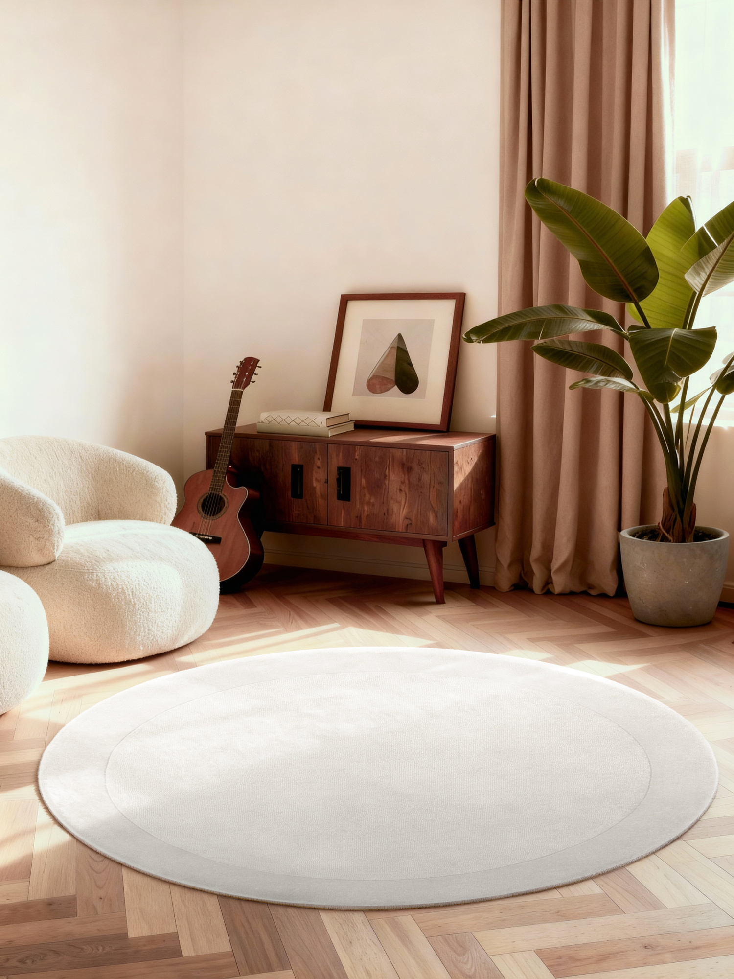 Villeroy & Boch Kari Wol Rond Vloerkleed Creme