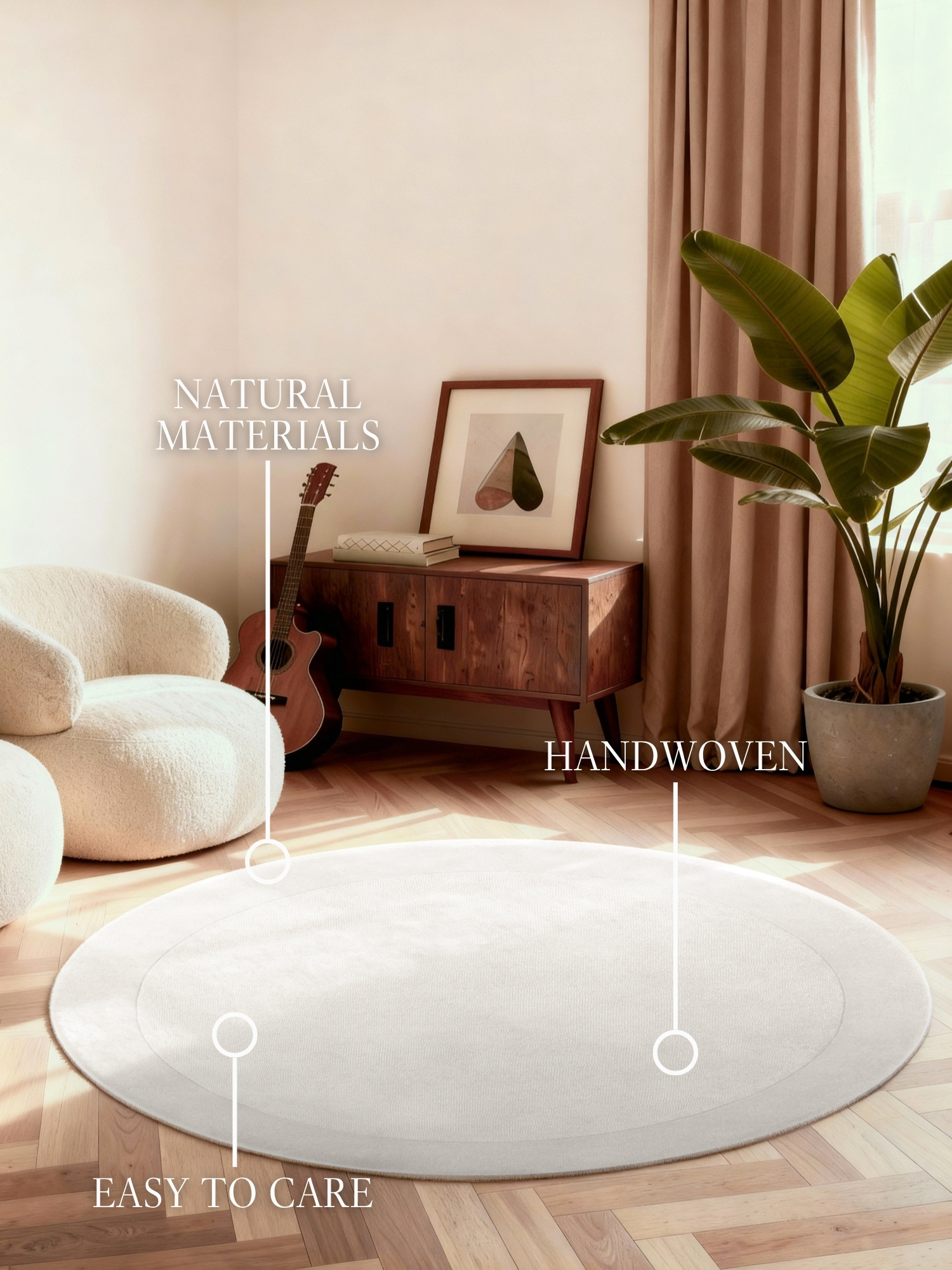 Villeroy & Boch Kari Wol Rond Vloerkleed Creme