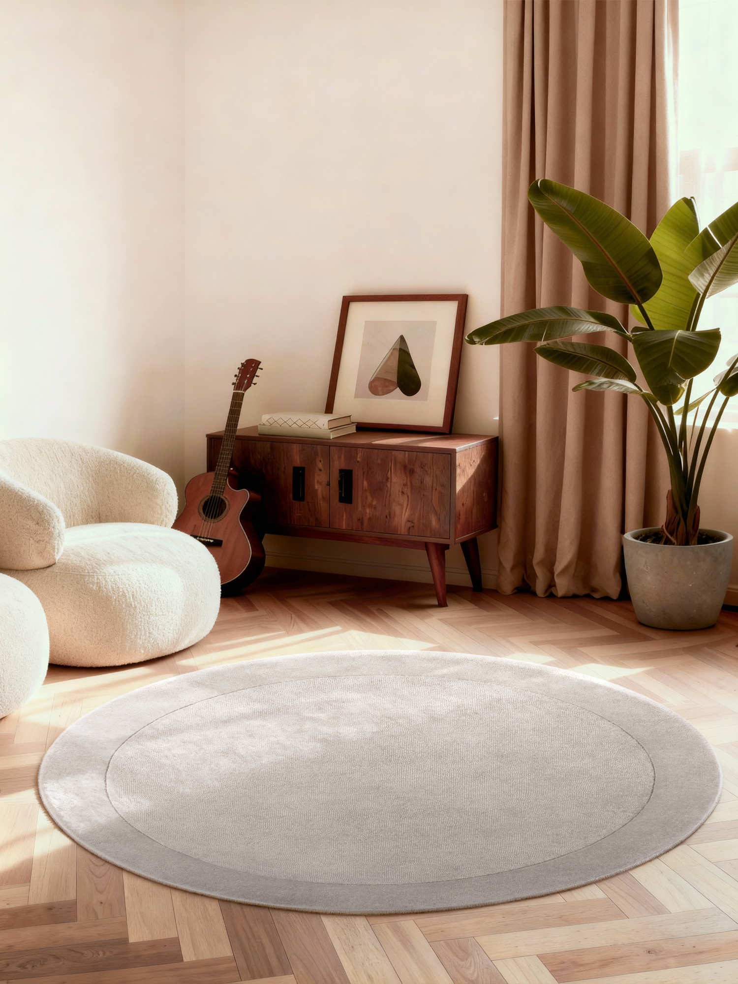 Villeroy & Boch Kari Wol Rond Vloerkleed Grijs