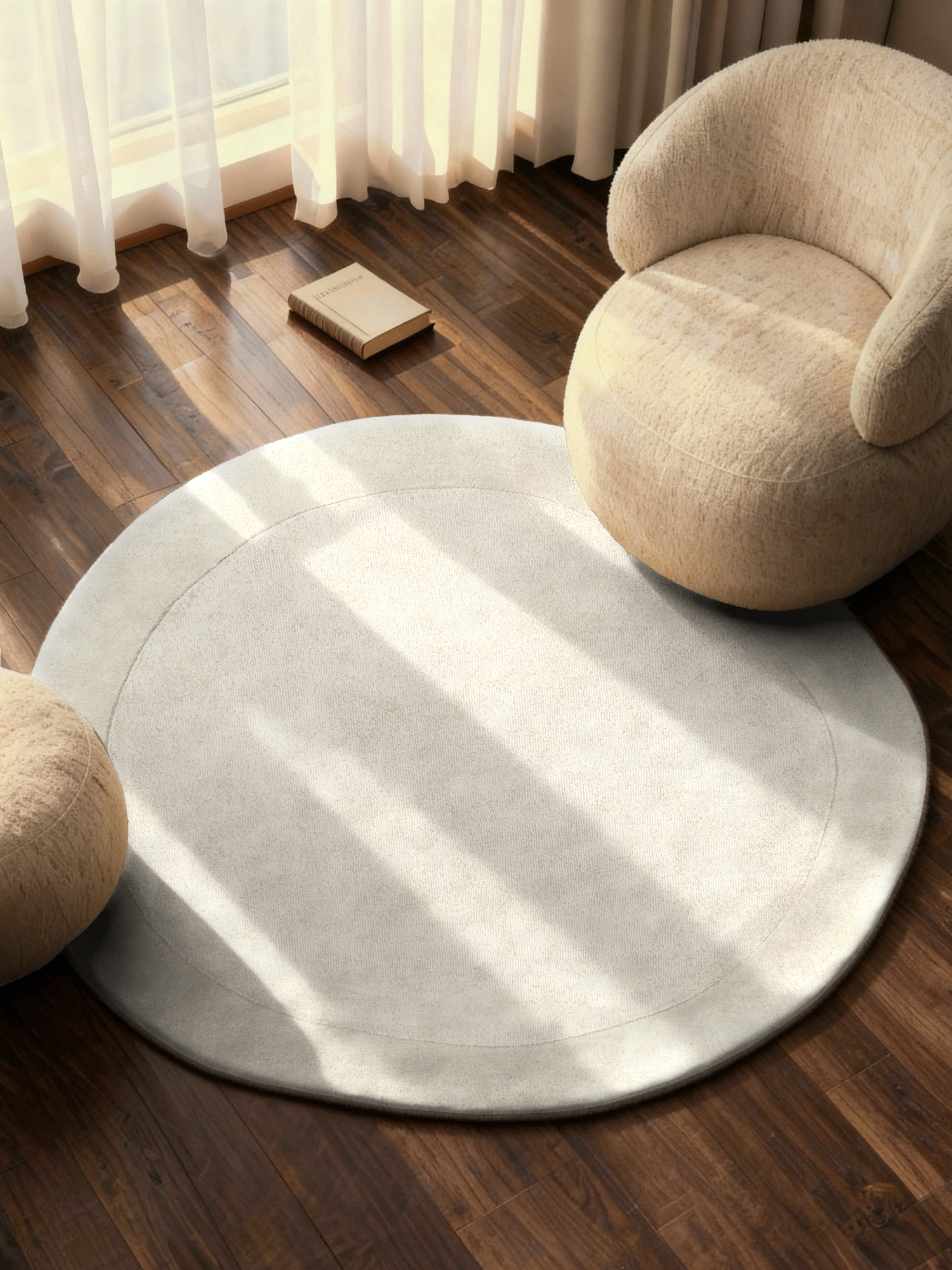 Villeroy & Boch Kari Wol Vloerkleed Organisch Rond Creme