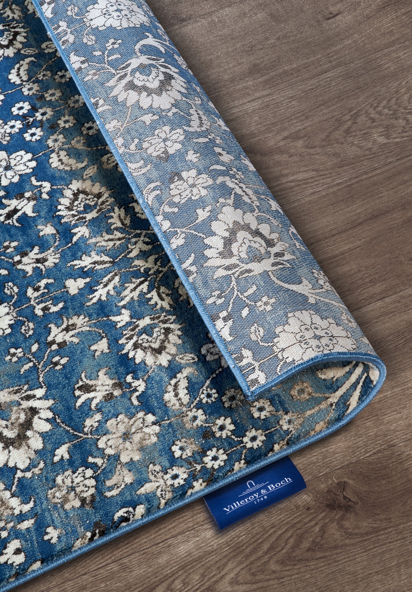 Villeroy & Boch Ernest Laagpolig Vintage Vloerkleed Blauw Creme