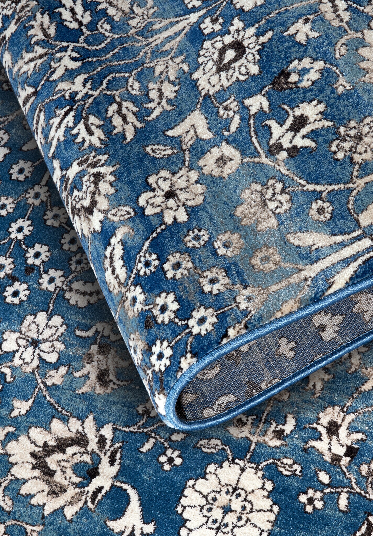 Villeroy & Boch Ernest Laagpolig Vintage Vloerkleed Blauw Creme