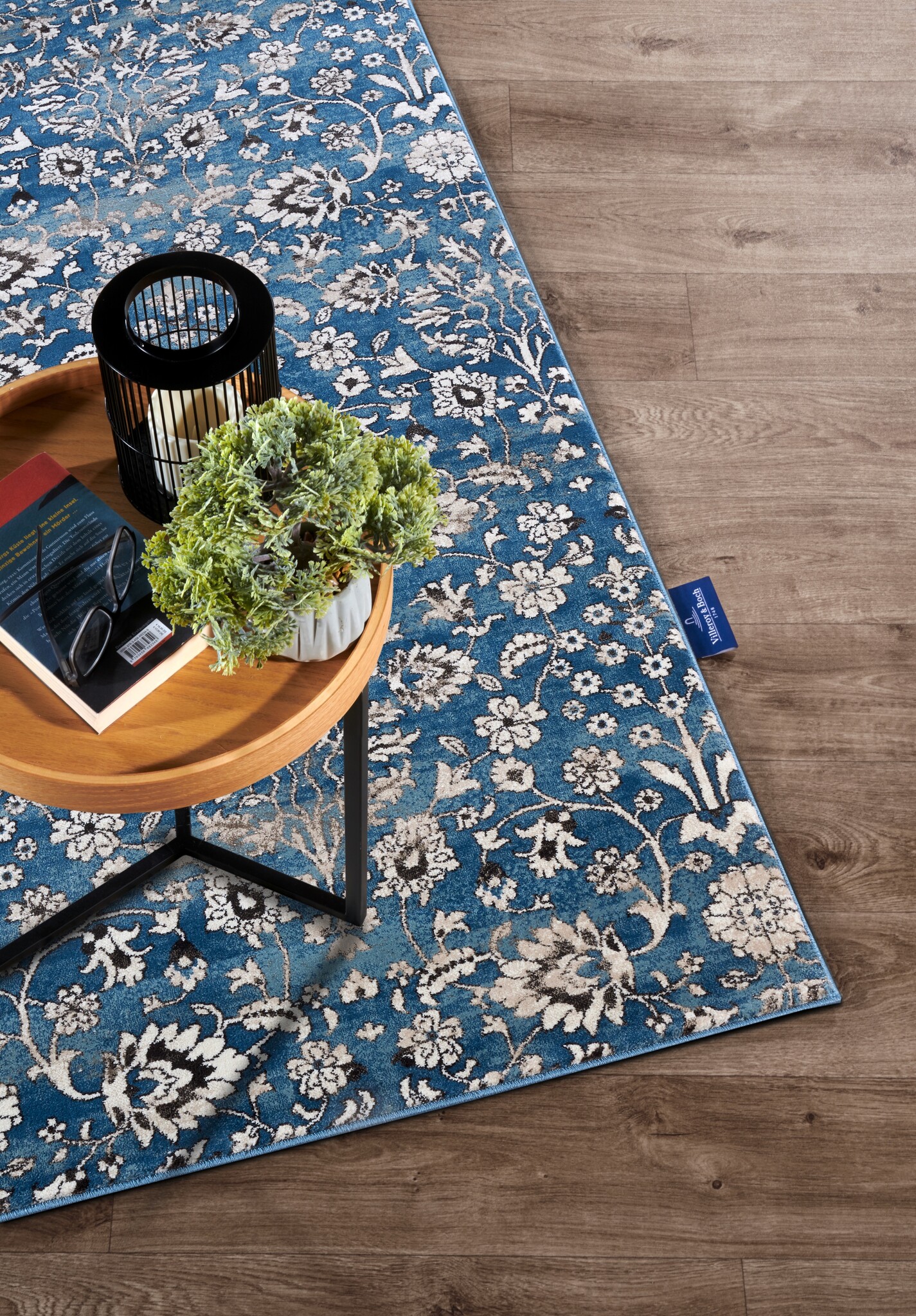 Villeroy & Boch Ernest Laagpolig Vintage Vloerkleed Blauw Creme