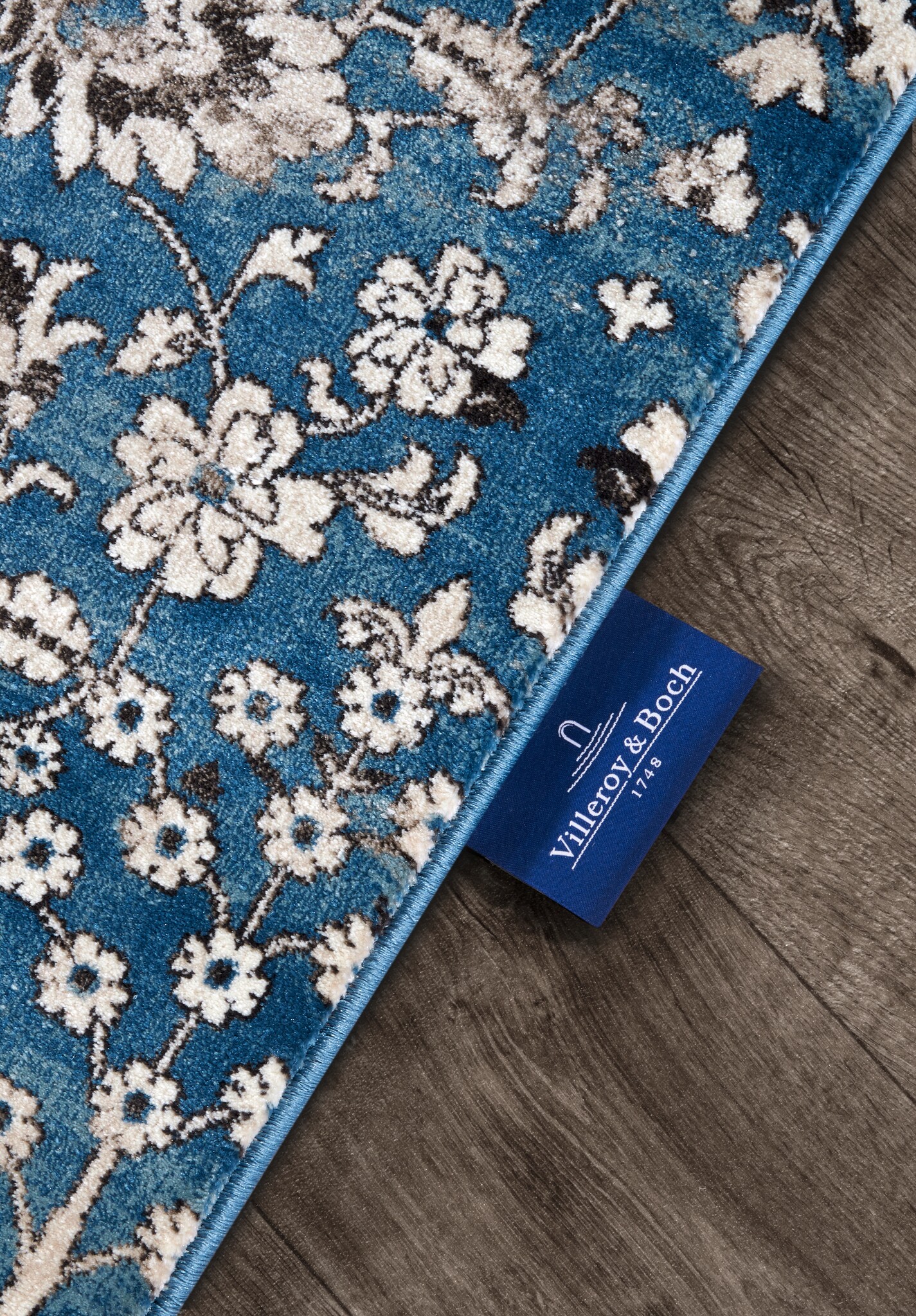 Villeroy & Boch Ernest Laagpolig Vintage Vloerkleed Blauw Creme