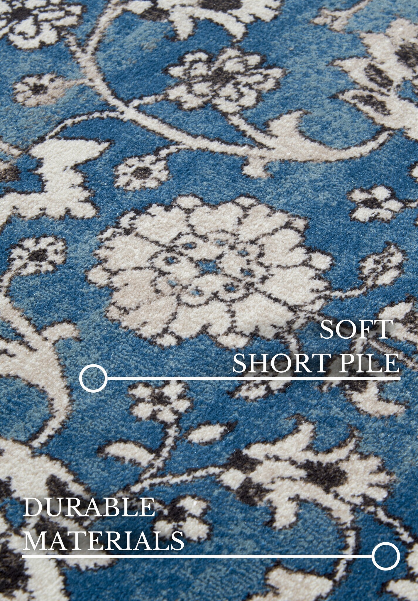 Villeroy & Boch Ernest Laagpolig Vintage Vloerkleed Blauw Creme