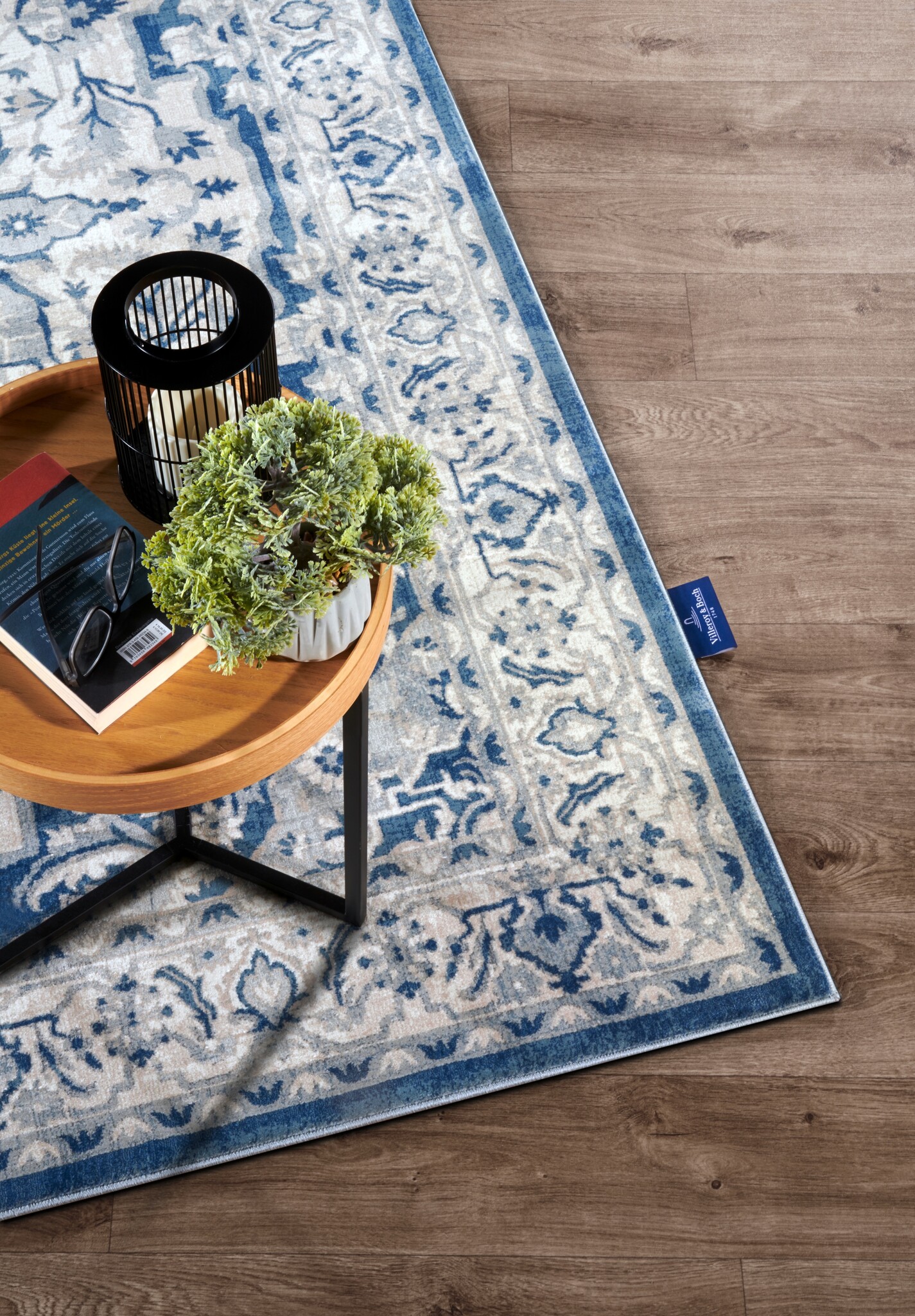 Villeroy & Boch Gabrielle Laagpolig Vintage Vloerkleed Creme Blauw