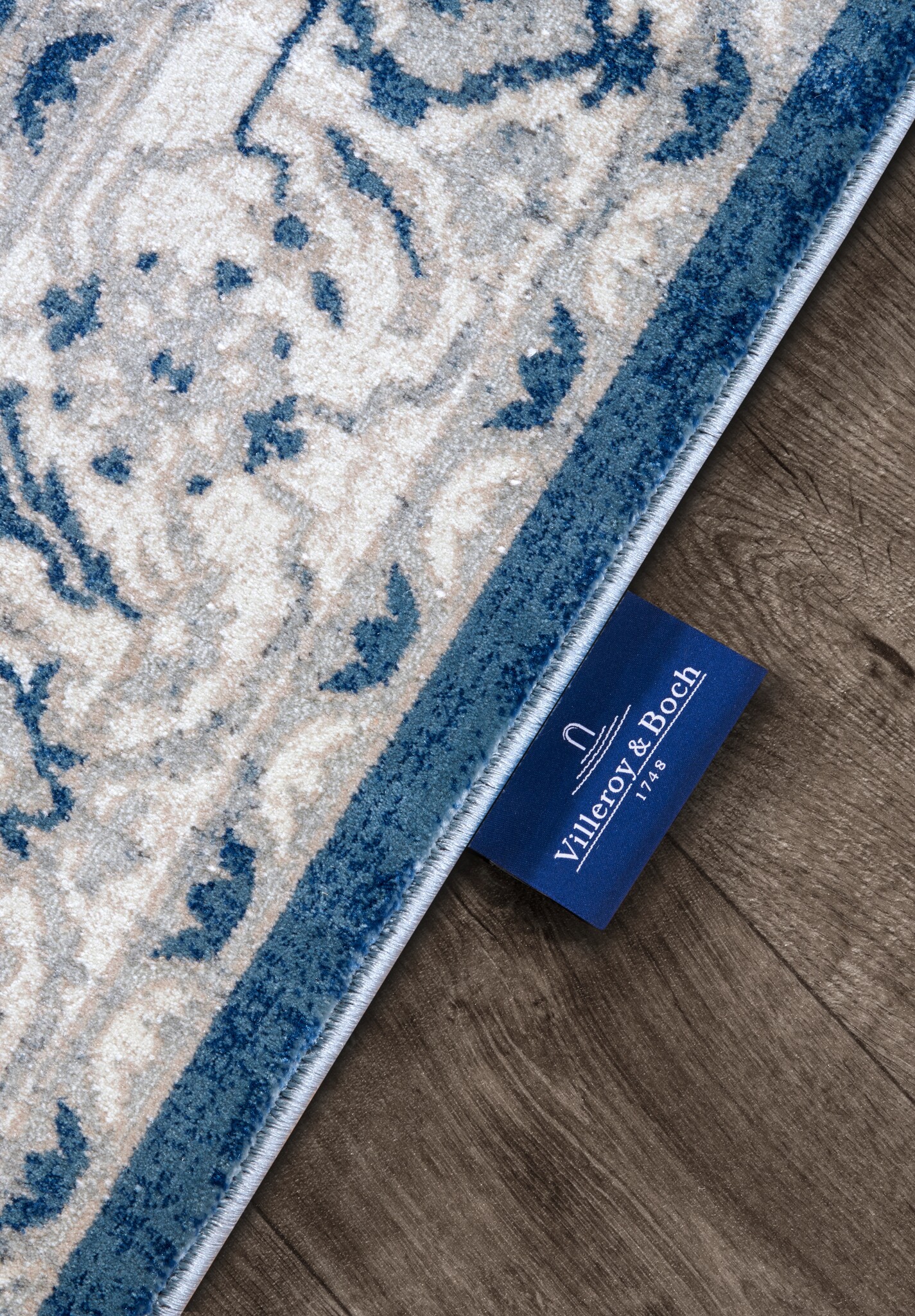 Villeroy & Boch Gabrielle Laagpolig Vintage Vloerkleed Creme Blauw