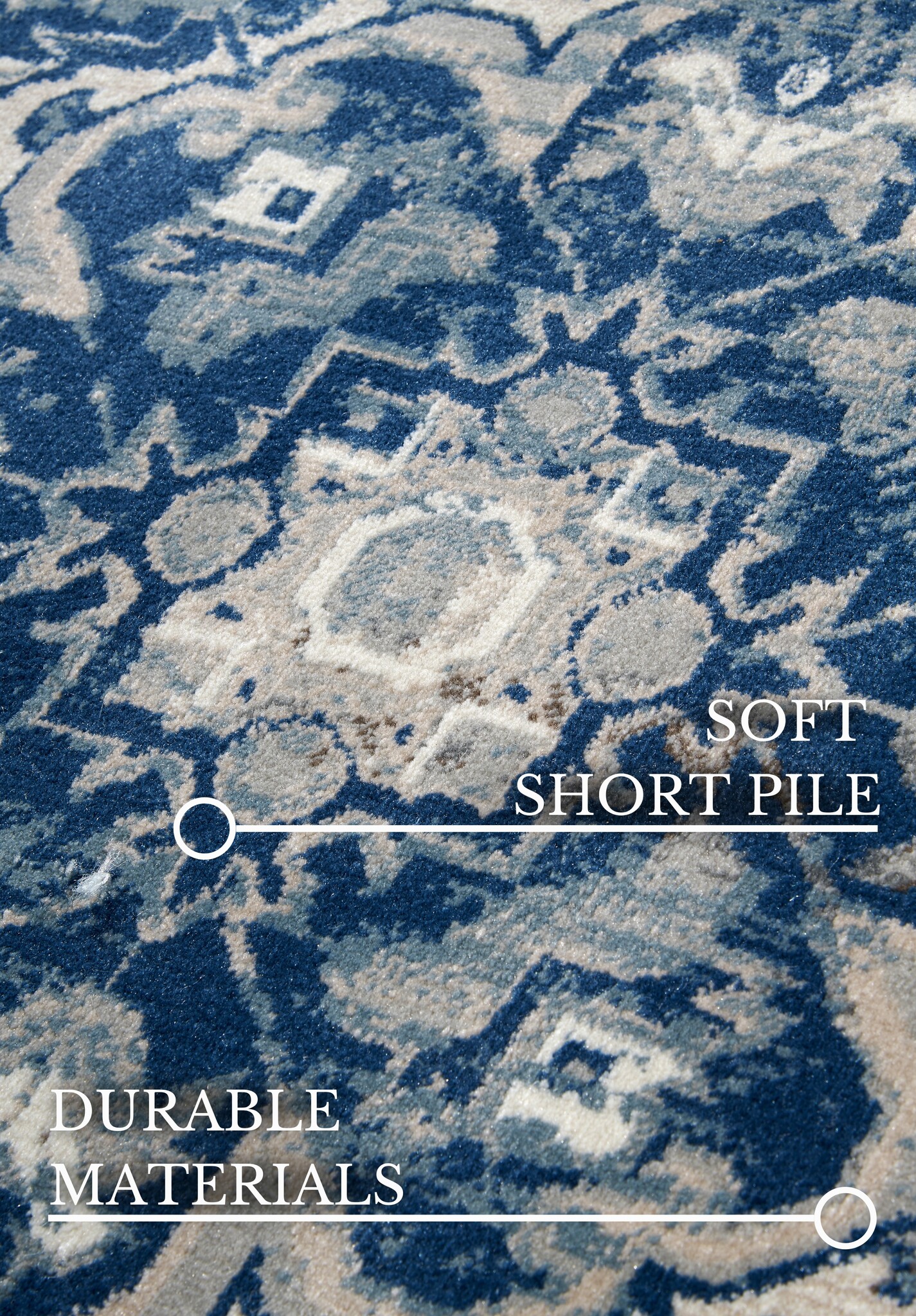 Villeroy & Boch Jehanne Laagpolig Vintage Vloerkleed Blauw Creme