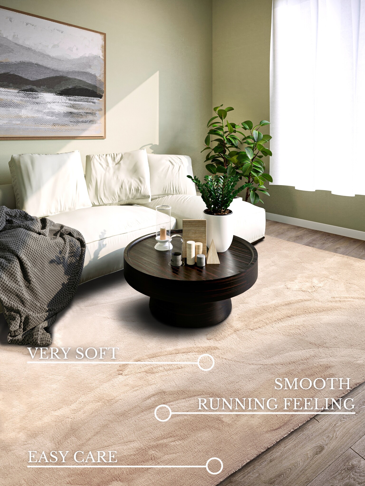 Villeroy & Boch Leon Hoogpolig Vloerkleed Creme