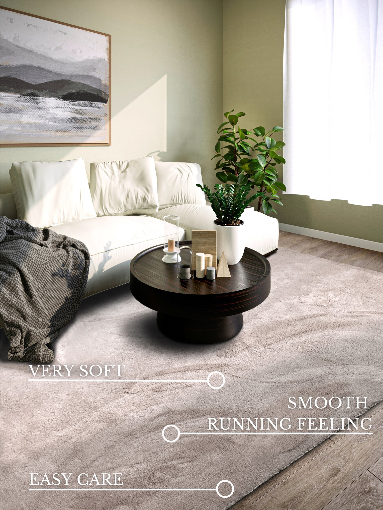 Villeroy & Boch Leon Hoogpolig Vloerkleed Lichtgrijs