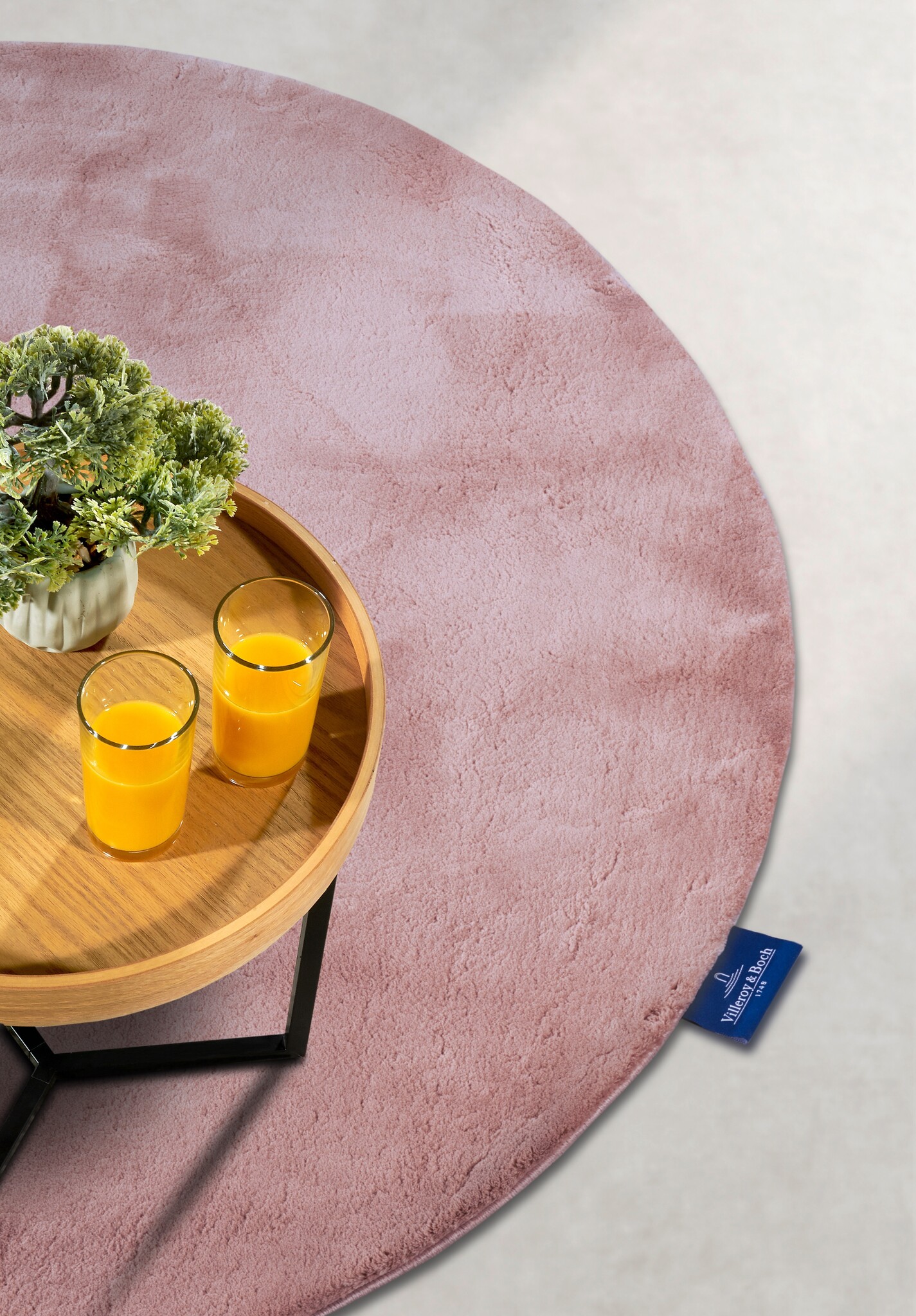 Villeroy & Boch Leon Hoogpolig Rond Vloerkleed Oud roze