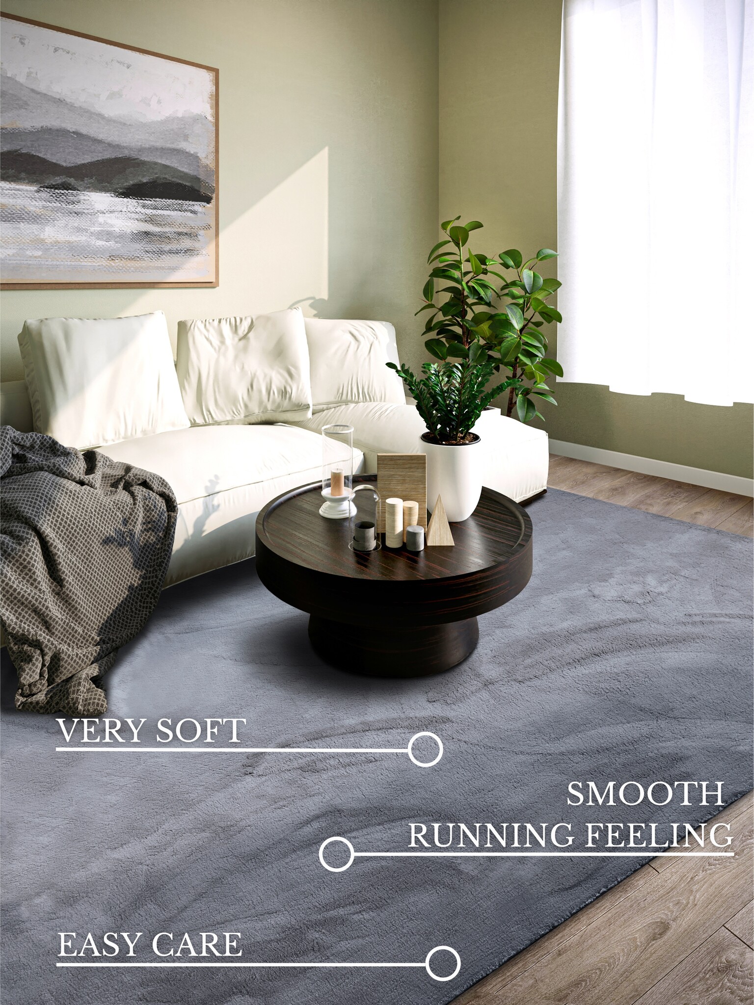 Villeroy & Boch Leon Hoogpolig Vloerkleed Antraciet