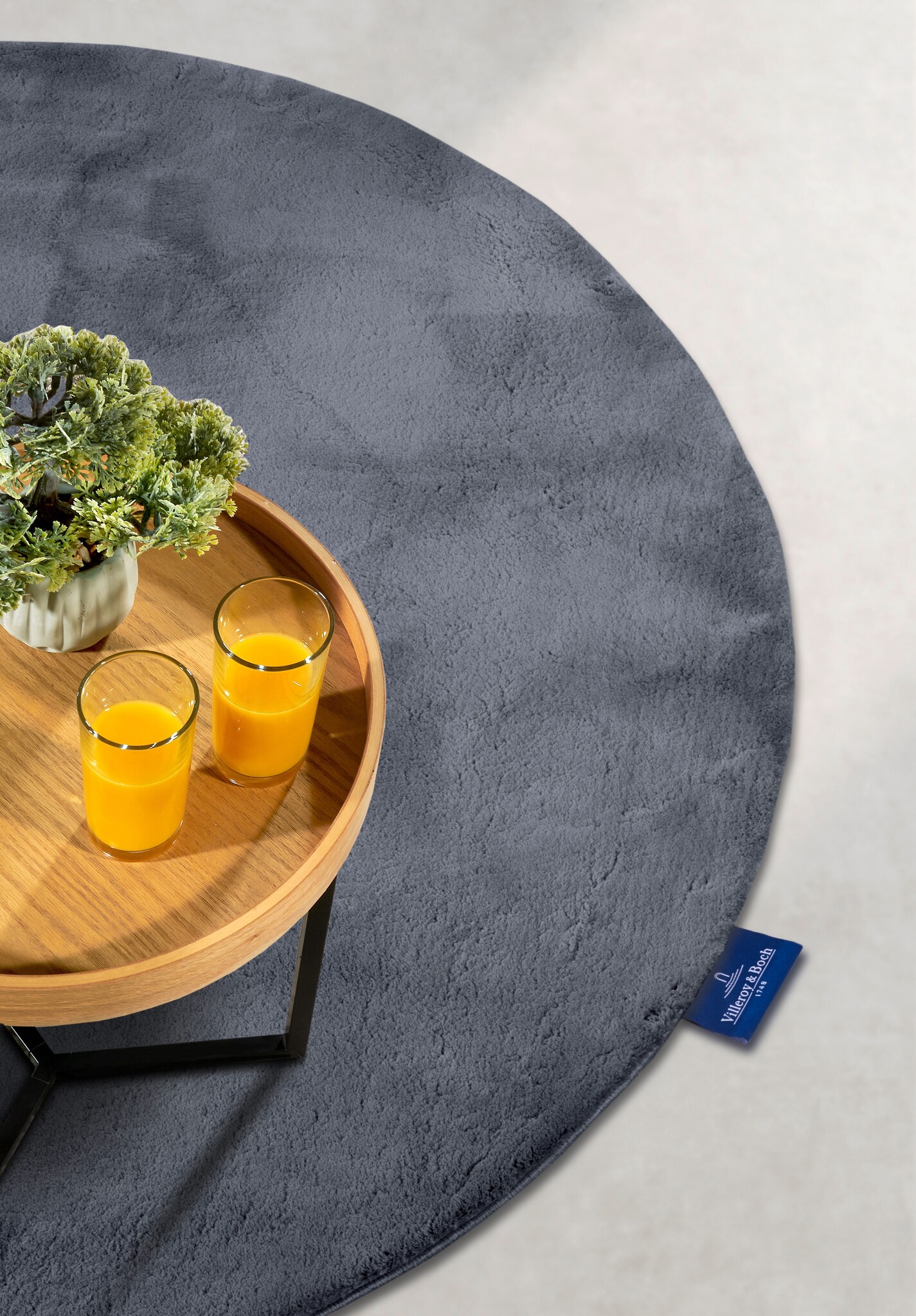 Villeroy & Boch Leon Rond Hoogpolig Vloerkleed Antraciet