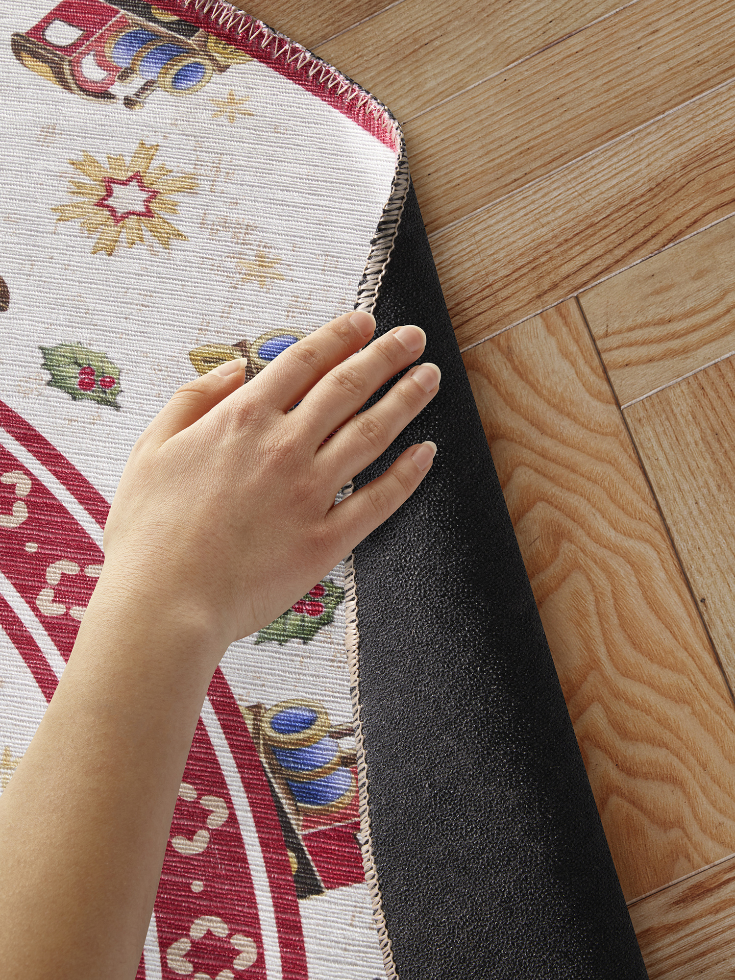 Villeroy & Boch Toy’s Delight Rond Vloerkleed Kersttrein Creme Rood