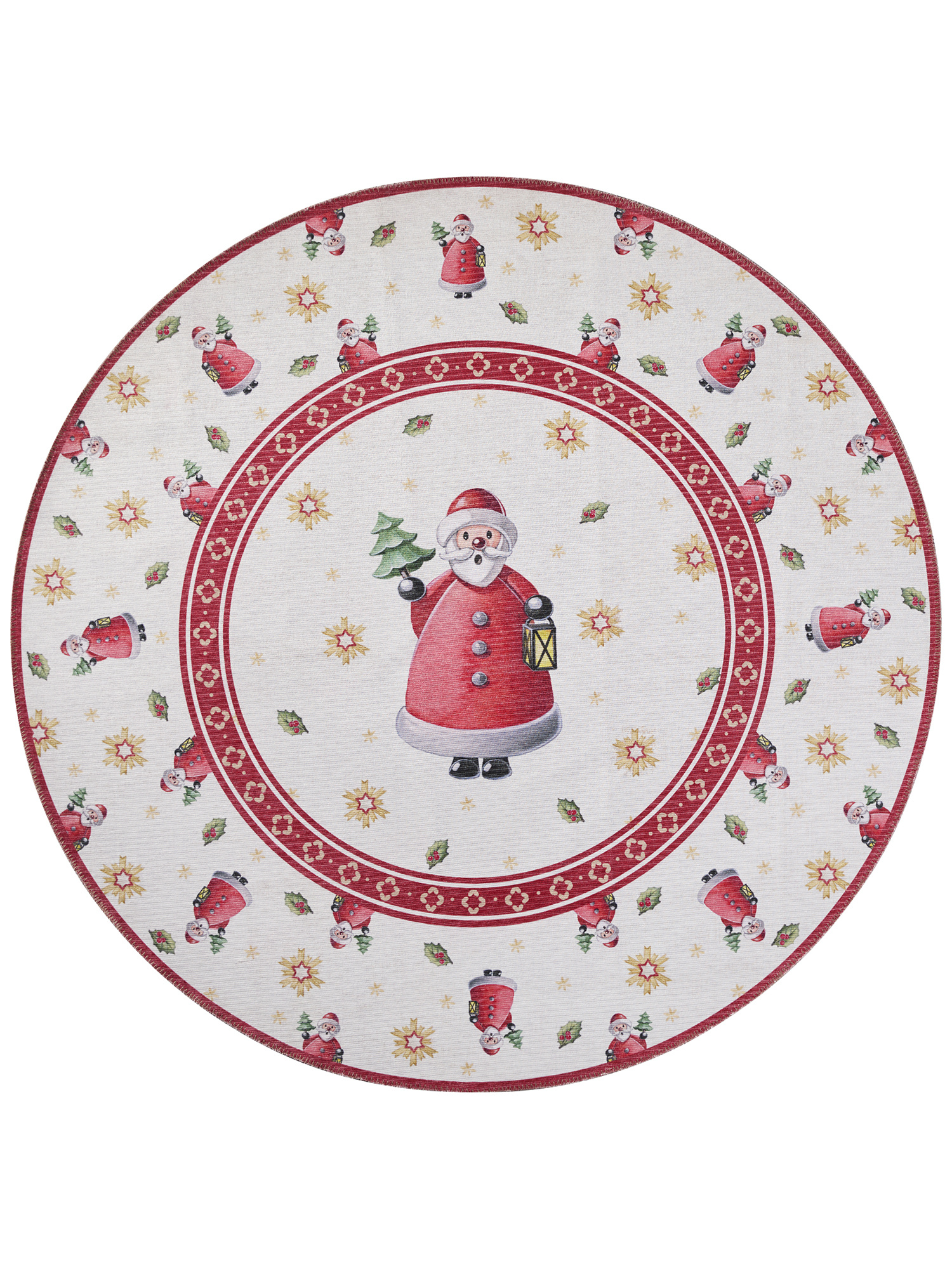 Villeroy & Boch Toy’s Delight Rond Vloerkleed Kerstman Creme Rood