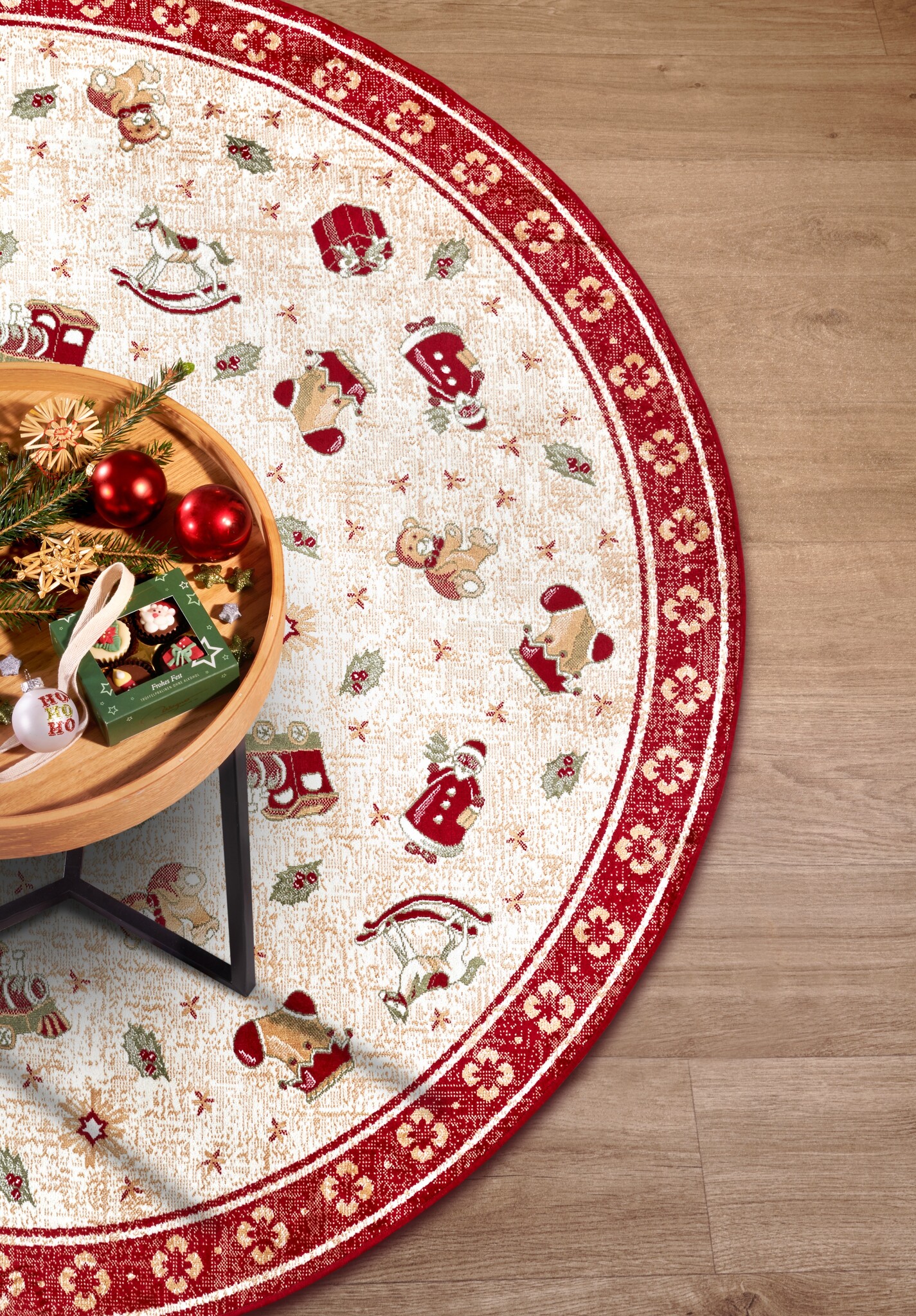 Villeroy & Boch Toy’s Delight Rond Vloerkleed Kerst Rood Creme
