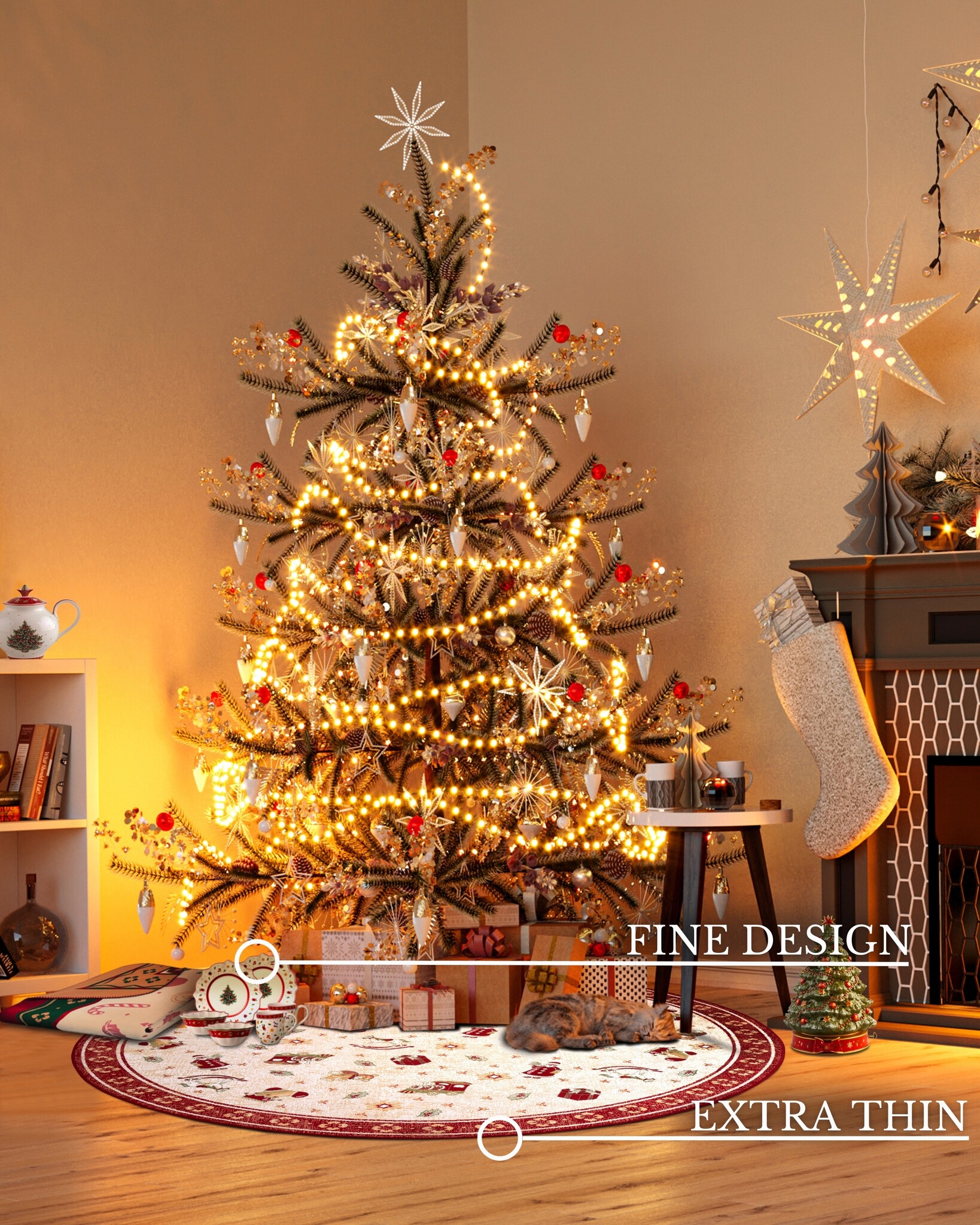 Villeroy & Boch Toy’s Delight Rond Vloerkleed Kerst Rood Creme