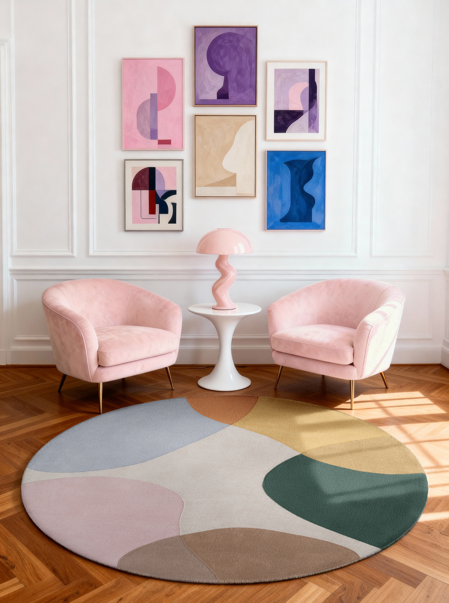 Ted Baker Hackney Wol Vloerkleed Rond Multikleur