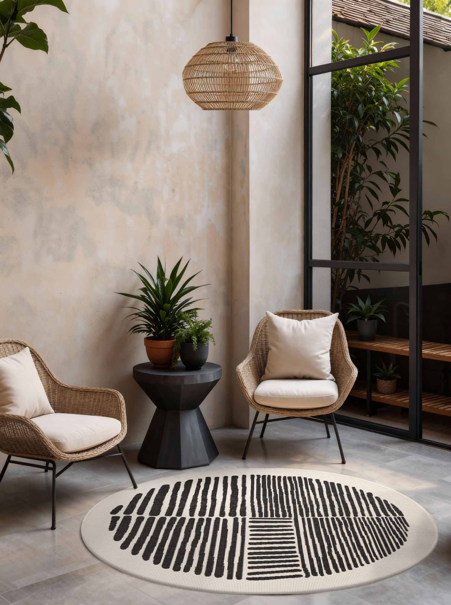 Ted Baker Haringey Rond Buitenkleed Zwart Wit