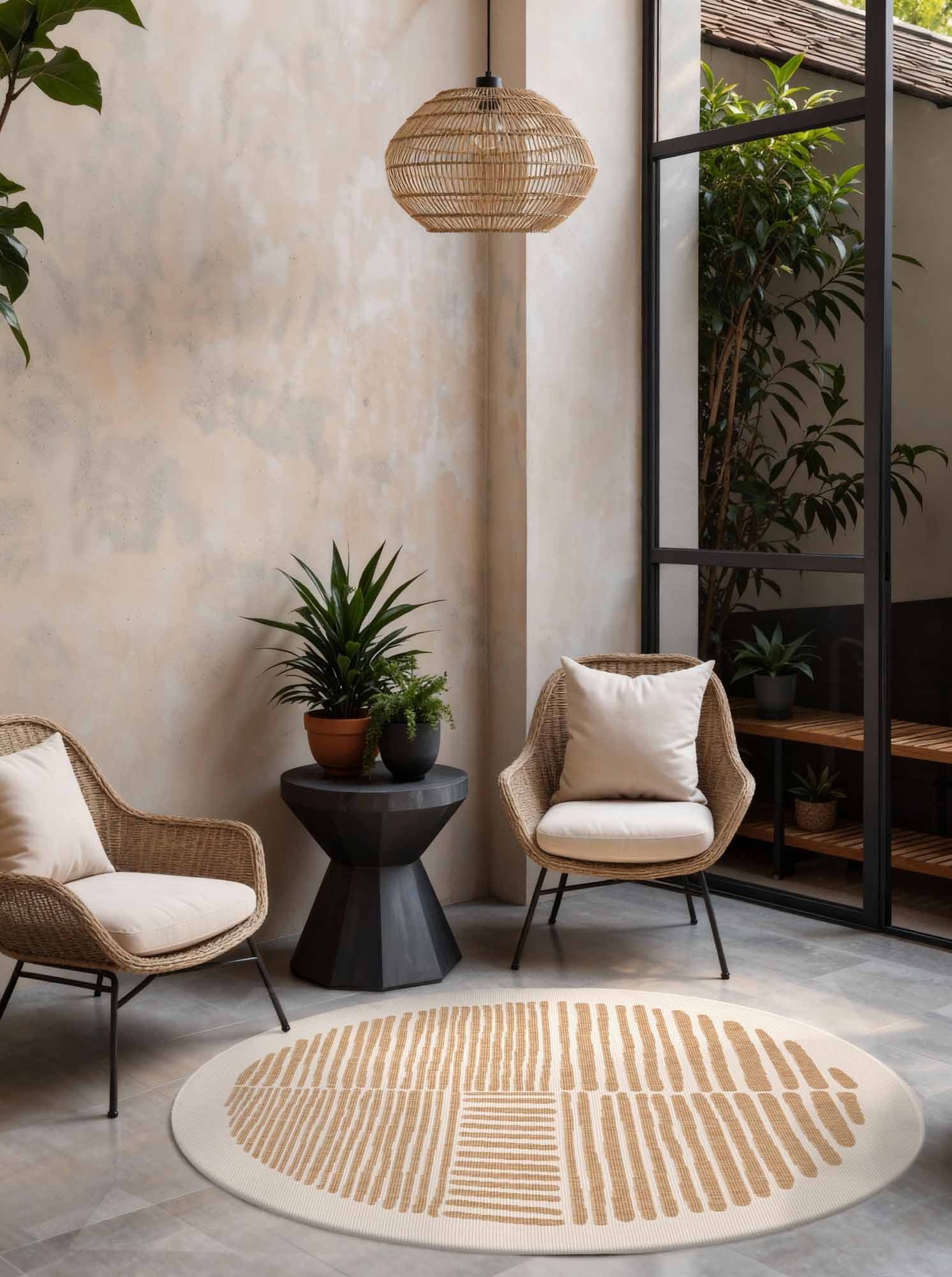 Ted Baker Haringey Rond Buitenkleed Jute Wit