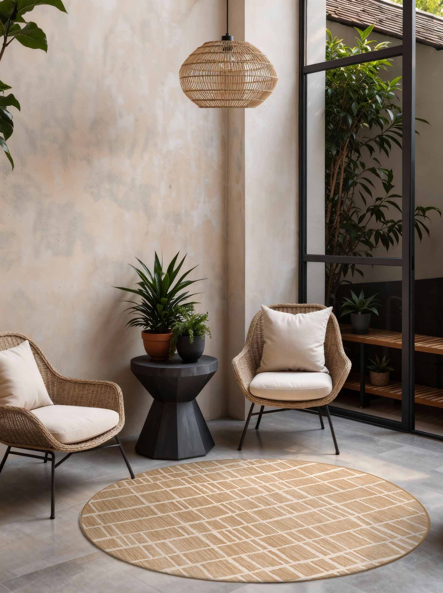 Ted Baker Haringey Rond Buitenkleed Jute Wit