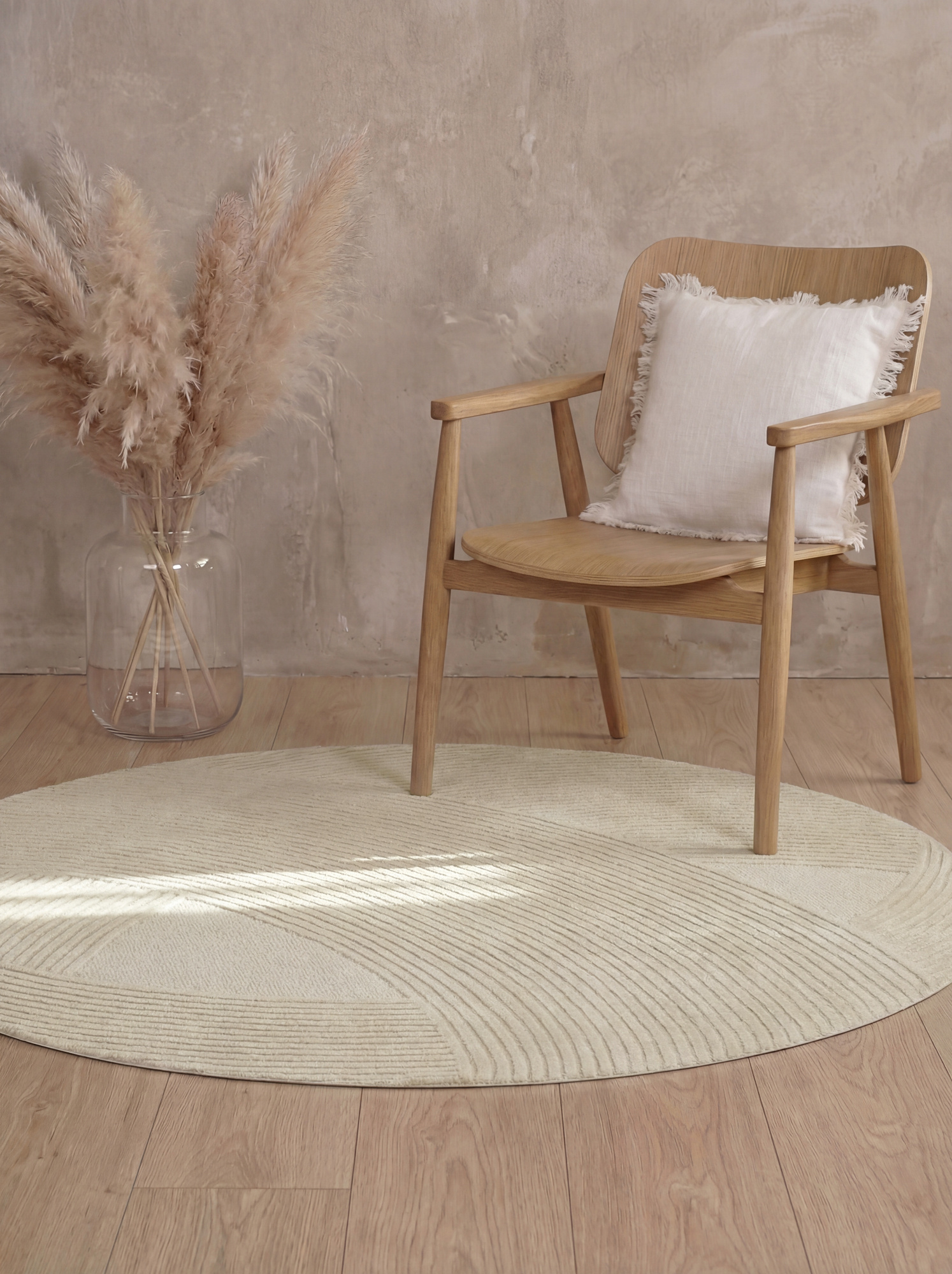 Ted Baker Kensington Wol Japandi Rond Vloerkleed Creme