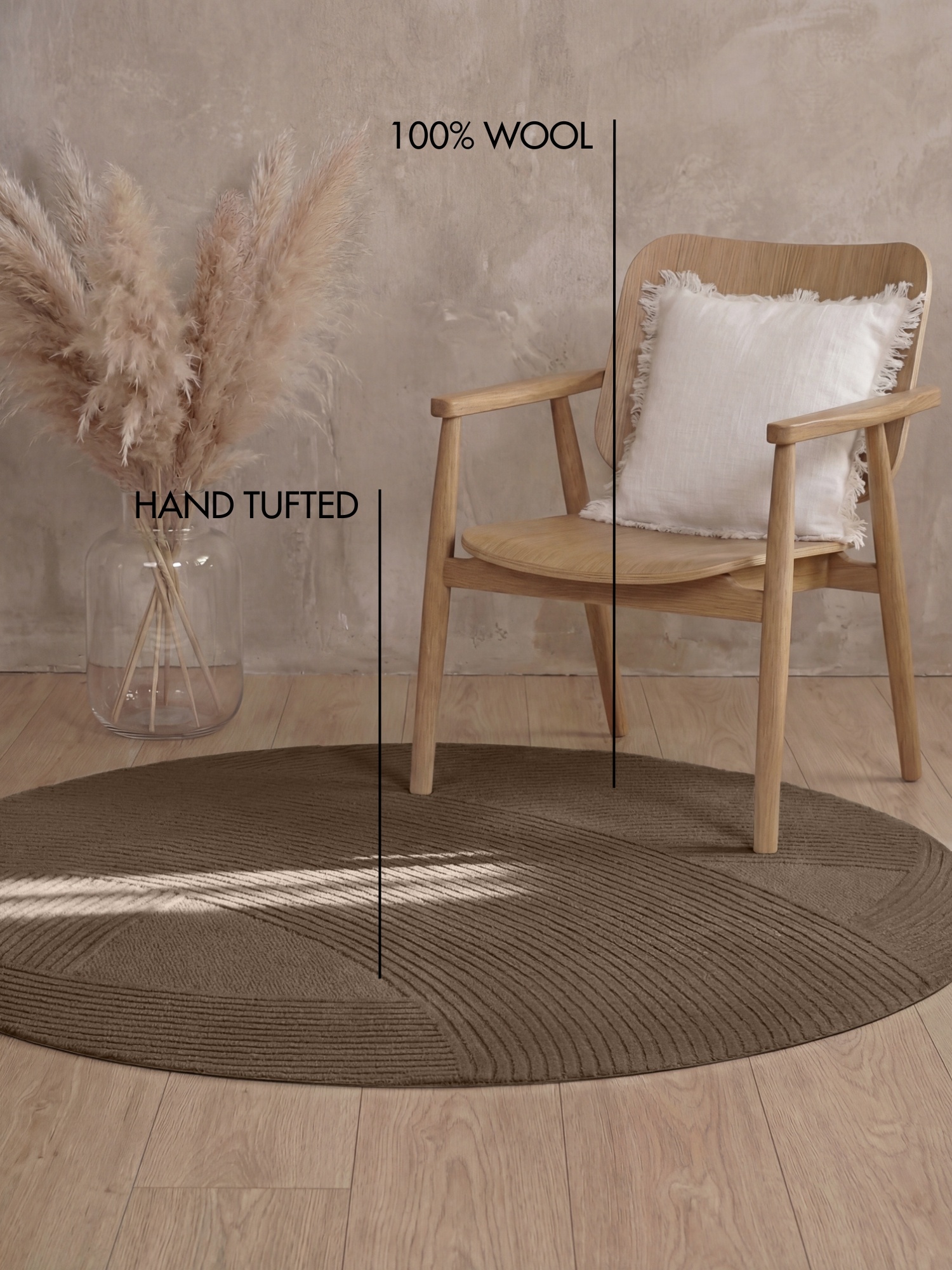 Ted Baker Kensington Wol Japandi Rond Vloerkleed Bruin