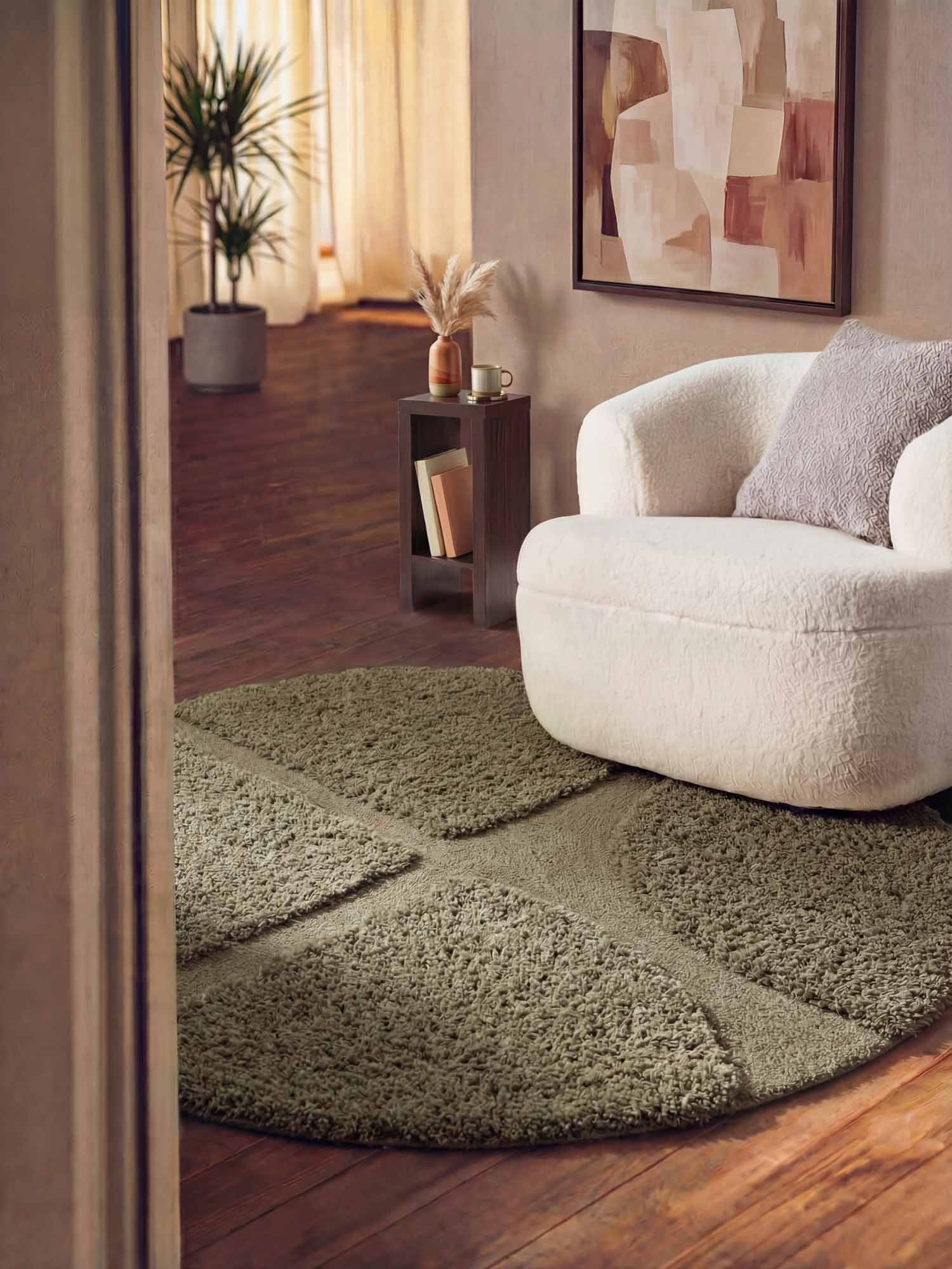 Ted Baker Lambeth Hoogpolig Vloerkleed Rond Groen