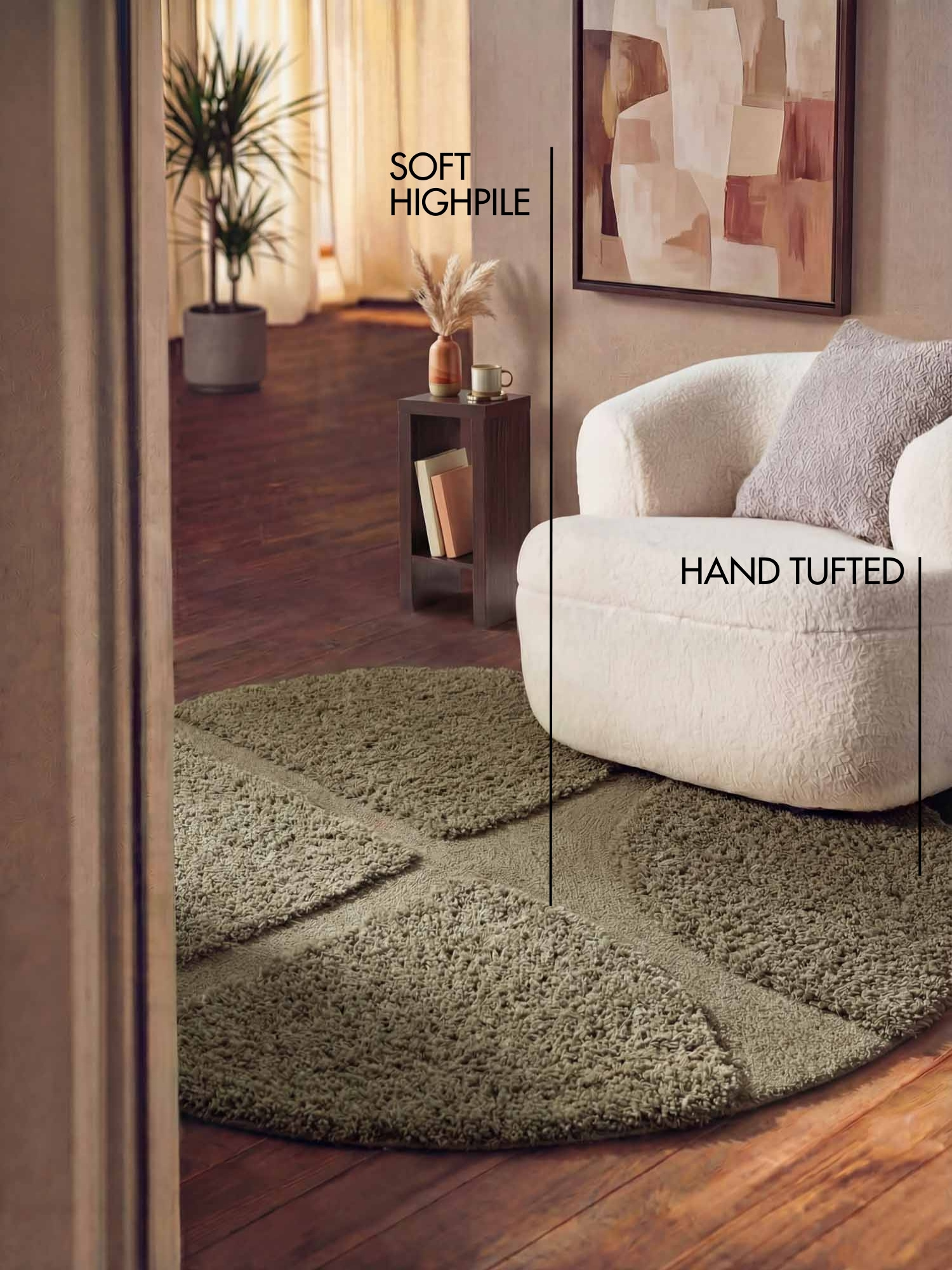 Ted Baker Lambeth Hoogpolig Vloerkleed Rond Groen