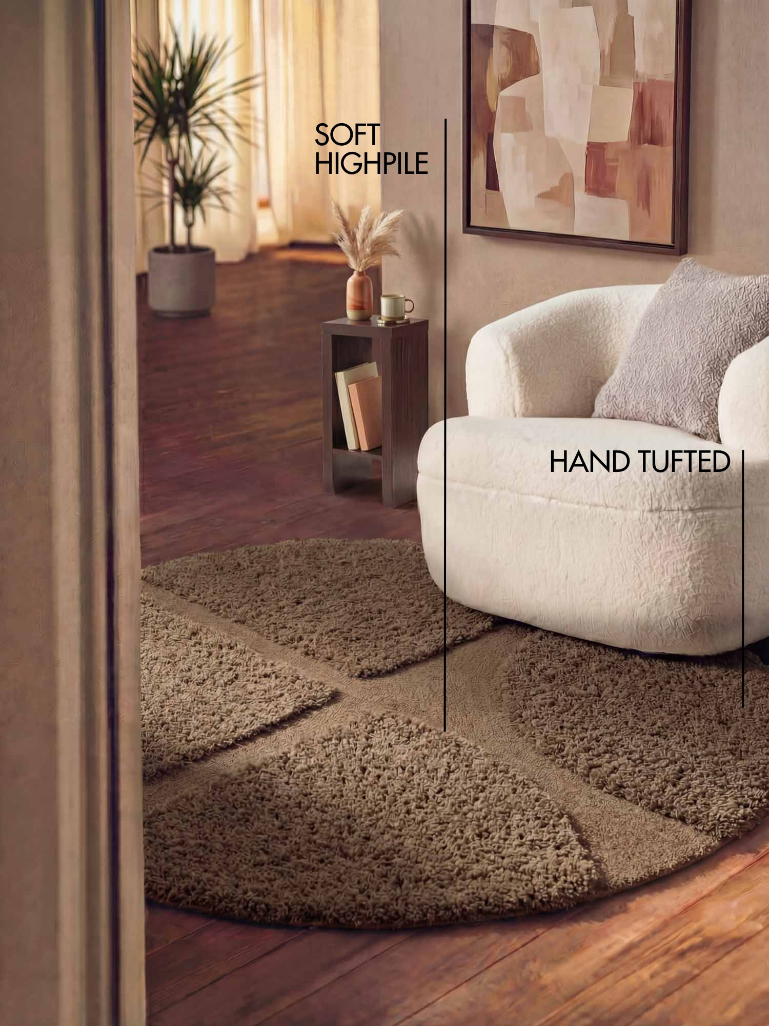Ted Baker Lambeth Hoogpolig Vloerkleed Rond Bruin