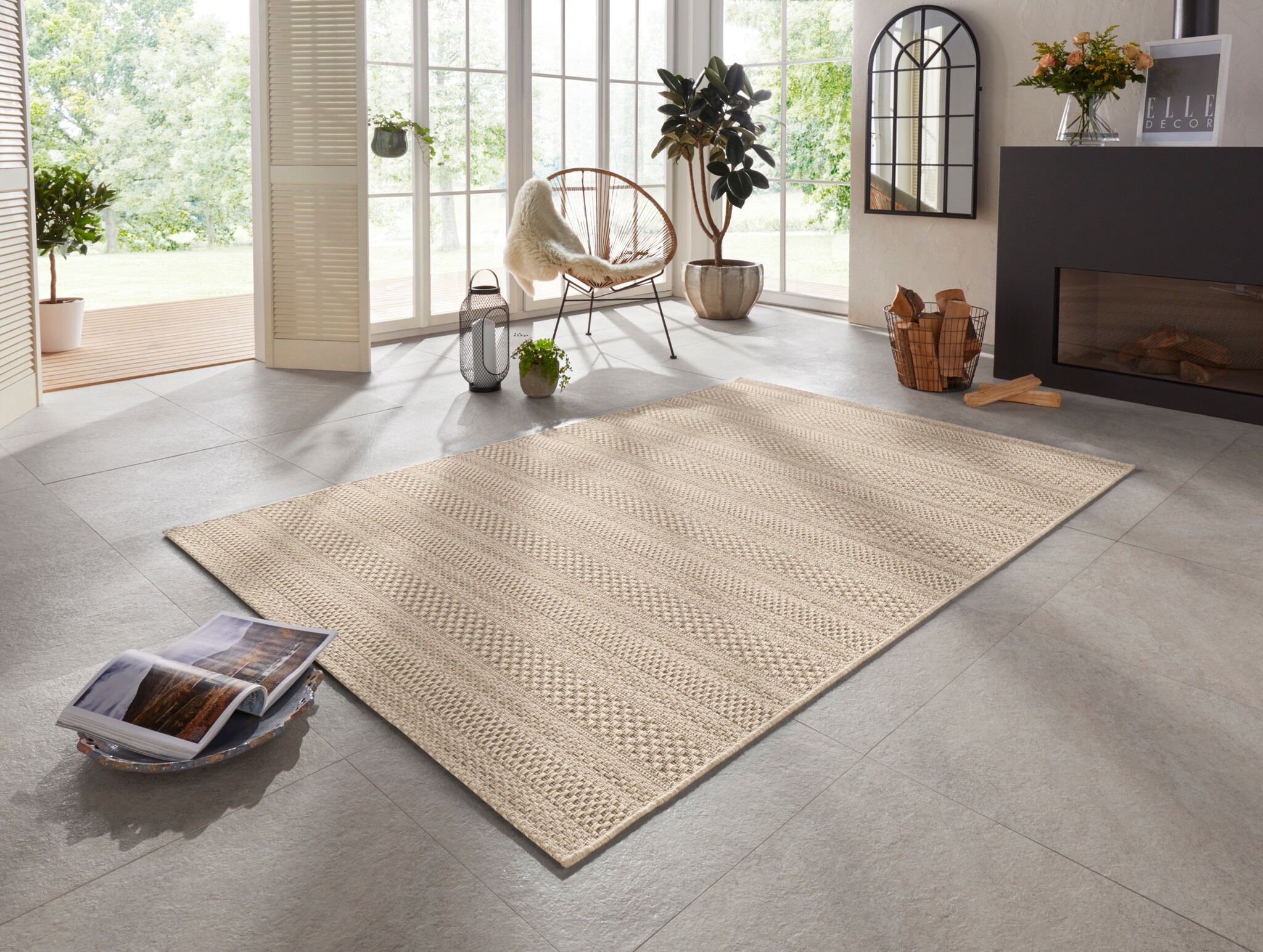 Elle Decoration Buitenkleed Arras Bruin in Handmade-Look