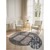 Elle Decoration Brilliance Rond Laagpolig Vloerkleed Zilver Grijs